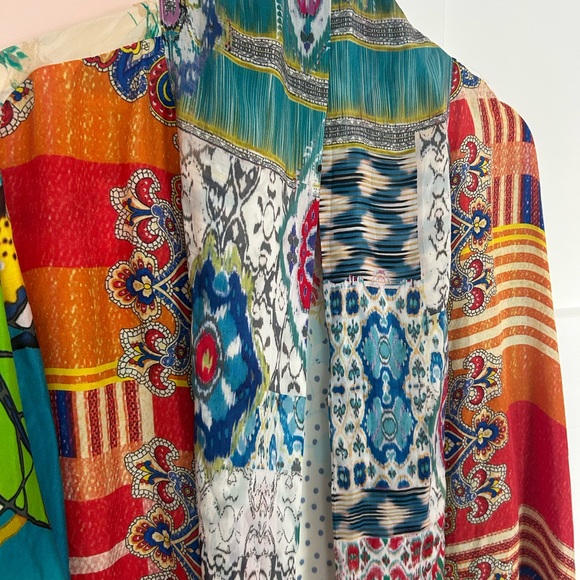 Johnny Was Patchwork Floral Embroidered Kimono 100%silk - Picture 3 of 9